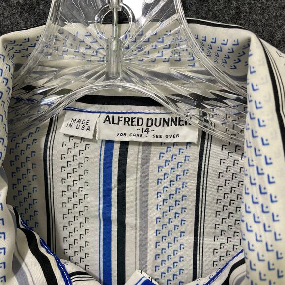Vintage Alfred Dunner Striped Secretary Blouse | Size 14 | Blue White Tie Neck - Picture 5 of 7